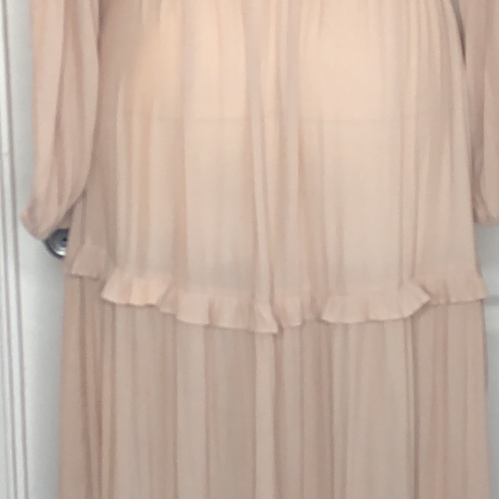 Low cut tiered empire waist maxi dress cream Sz6 - Picture 7 of 7
